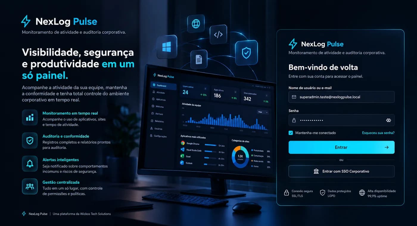 Ilustração de monitoramento corporativo em neon